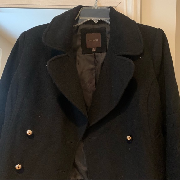 The Limited Wool Blend Black Pea Coat - Picture 3 of 9